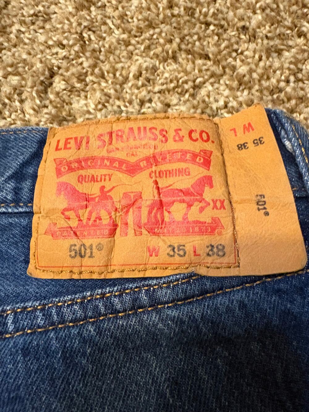 Levi's 501 Original Fit Button Fly Denim Jeans Size 35x38